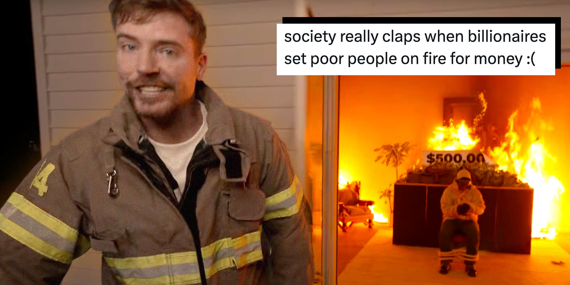 "Genuinely terrifying": MrBeast's latest stunt involving a person trapped in a burning house sparks widespread criticism