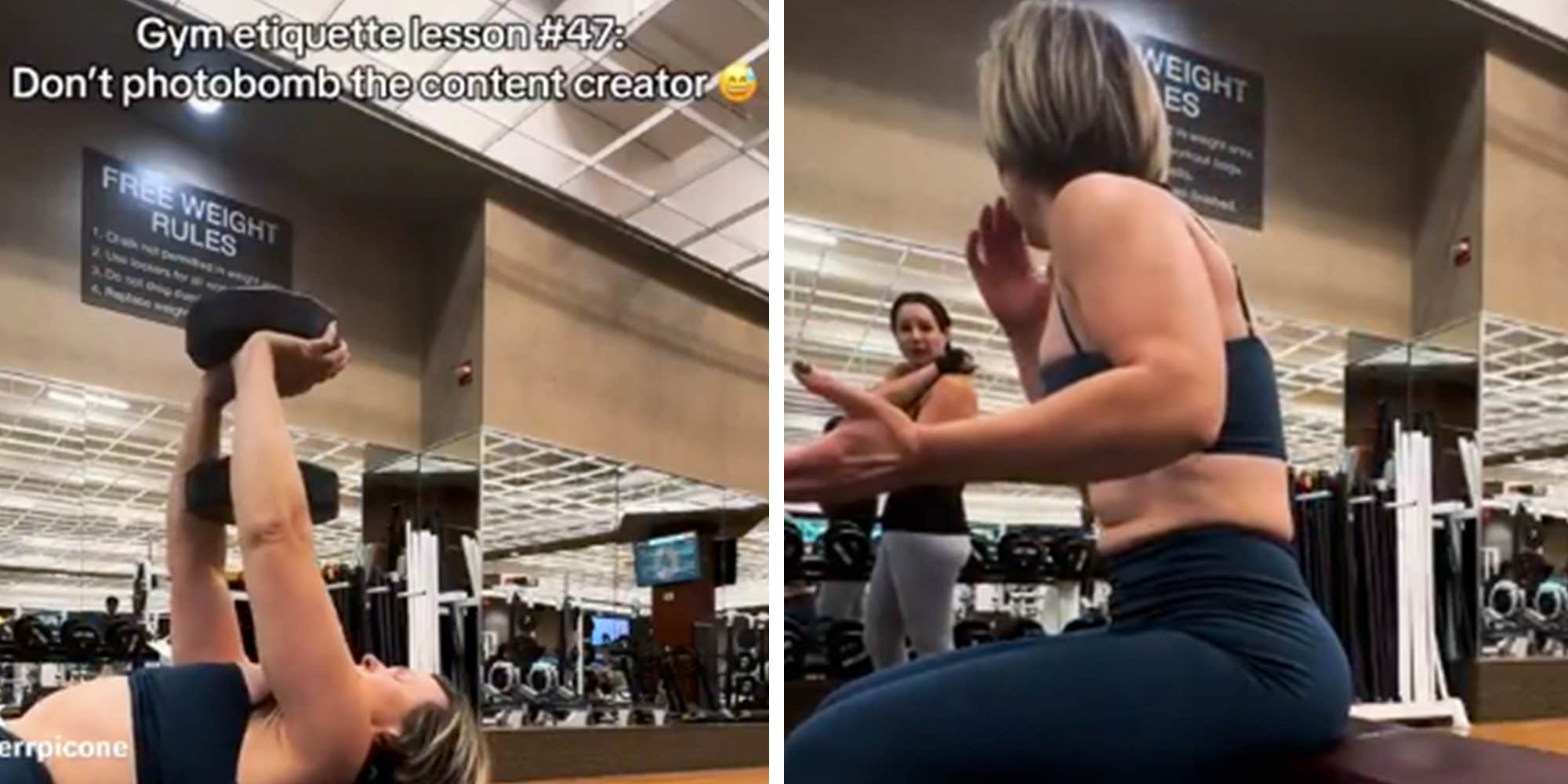 "Don't work out next to me": Fitness creator confronts woman for "photobombing" her video