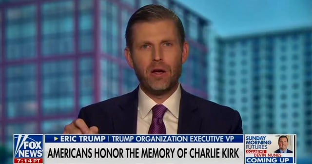 Eric Trump Turns Charlie Kirk Tribute Into Book Plug