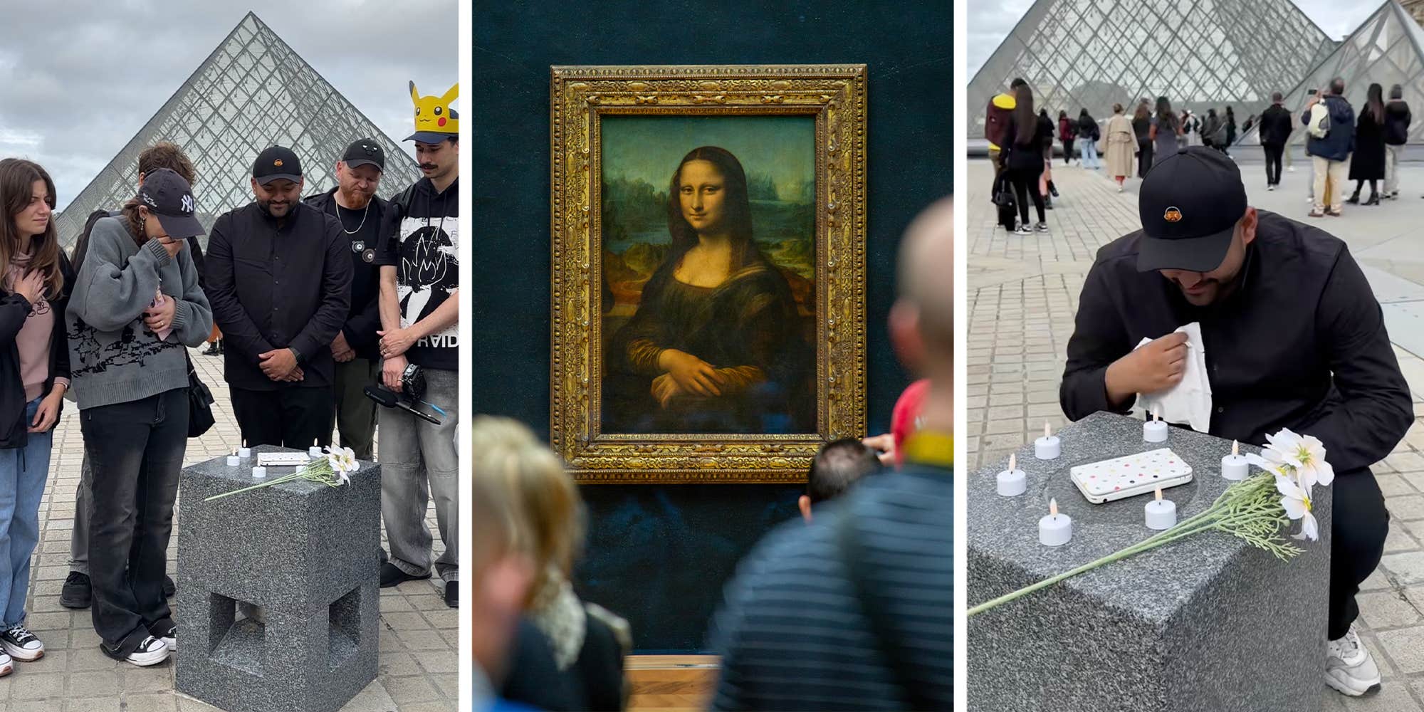 Fans throw a funeral outside of the Louvre after the museum retires the Nintendo 3DS as its official guide