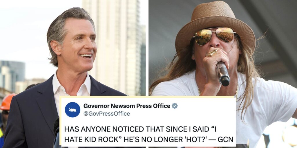 Gavin Newsom won't stop clowning Kid Rock in the style of Trump