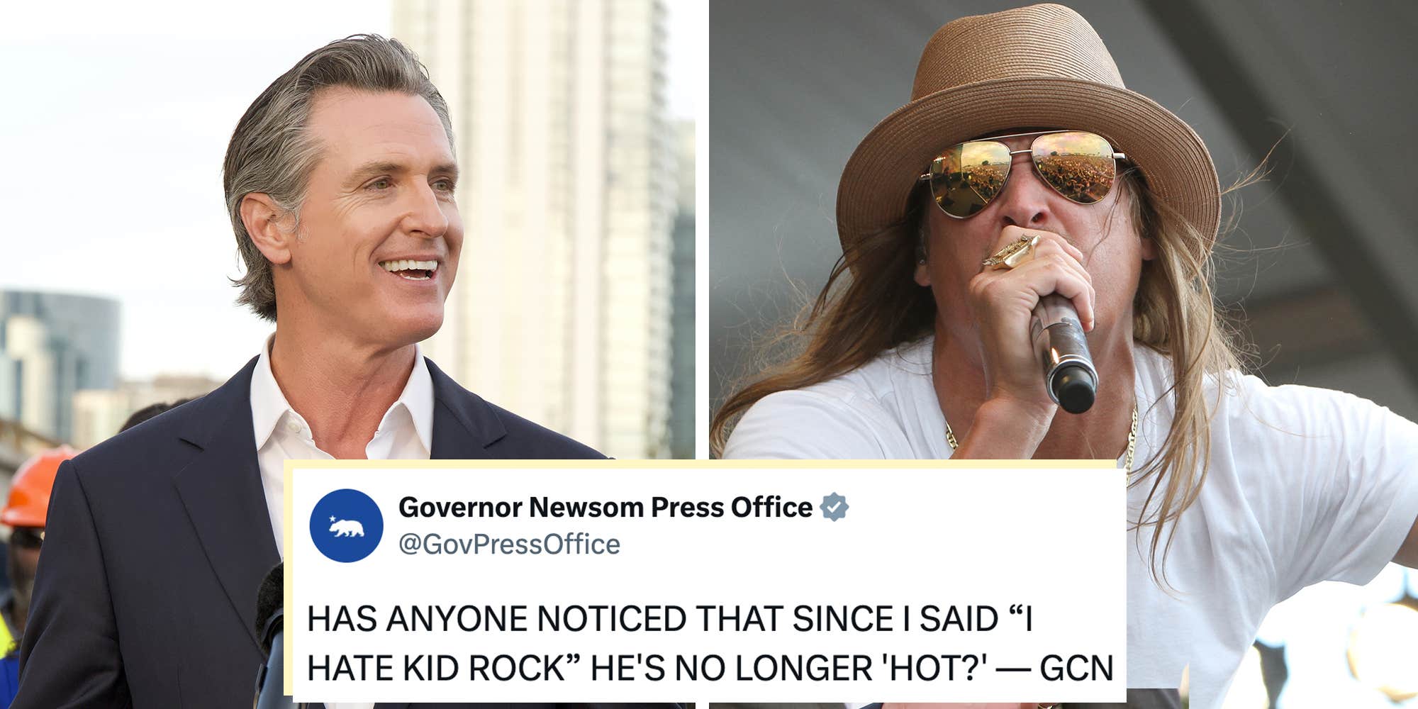 Gavin Newsom won't stop clowning Kid Rock in the style of Trump