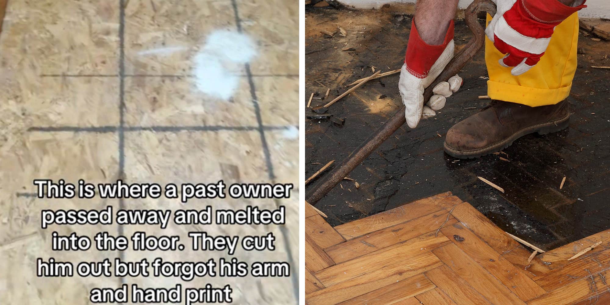 "He melted into the floor": Realtor pulls up old carpet while renovating. Then she shows the stain left behind
