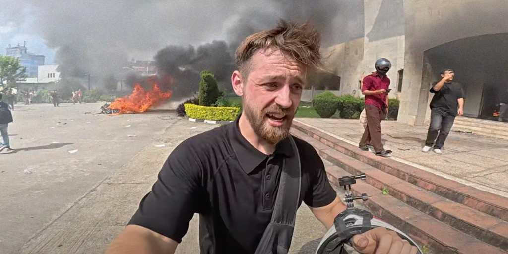 "I should not be here": British YouTuber documents being caught in Nepal's uprising just one day into his trip