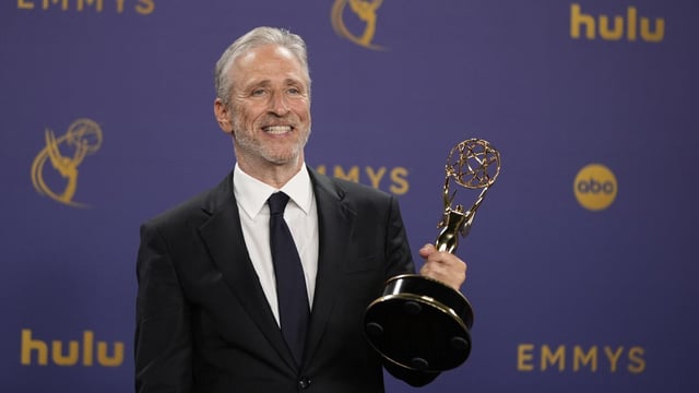 Jon Stewart plays the role of a nervous party-line TV show host as he takes on censorship