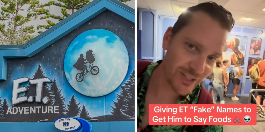 Man is on a quest to make ET say "lasagna" at the end of the ride