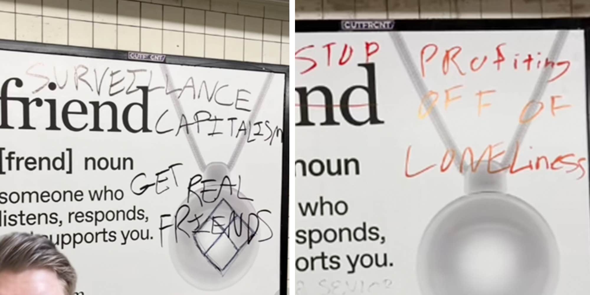New Yorkers vandalize subway ads for AI "Friend," calling it dystopian