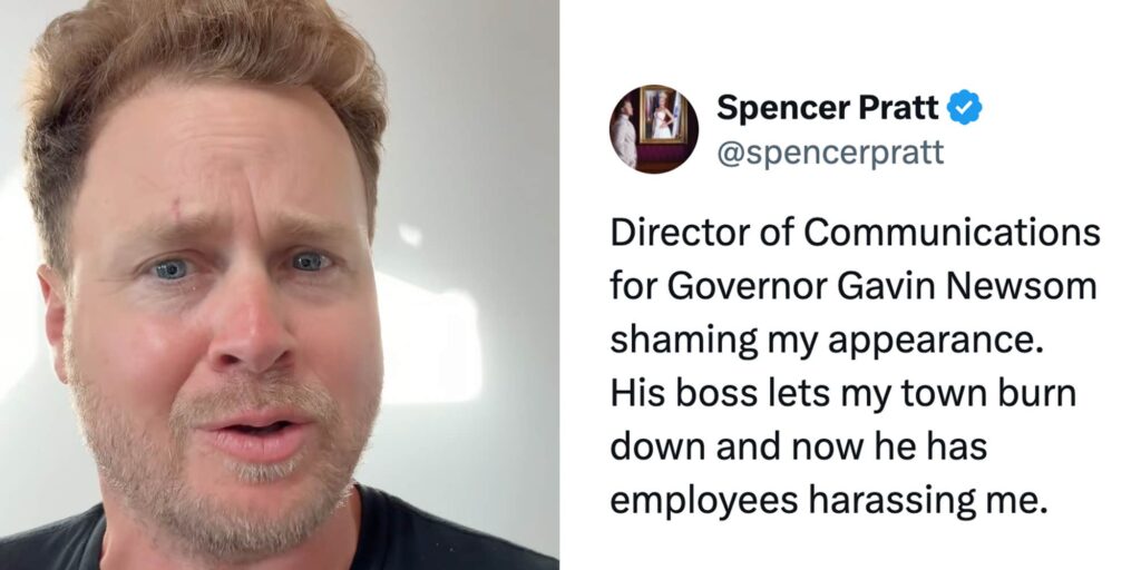Spencer Pratt says Gavin Newsom's aide "harassed" him after mocking his appearance in a post