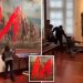 Climate activists hurl red paint at Christopher Columbus mural in caught-on-video vandalism