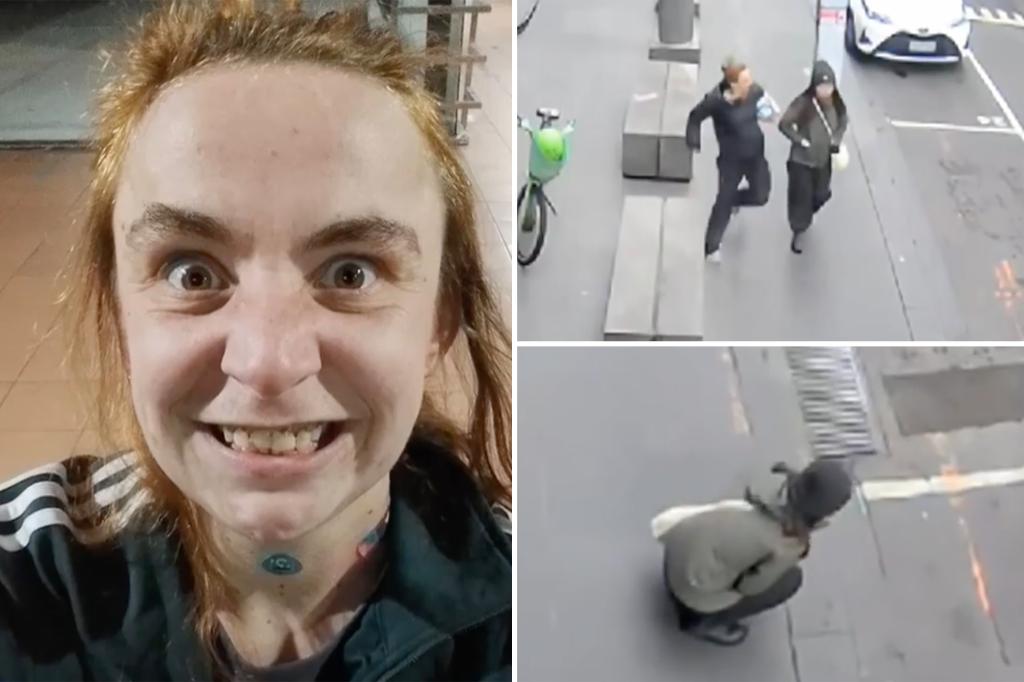 Chilling video shows female sushi chef being stabbed by a homeless woman while walking to work