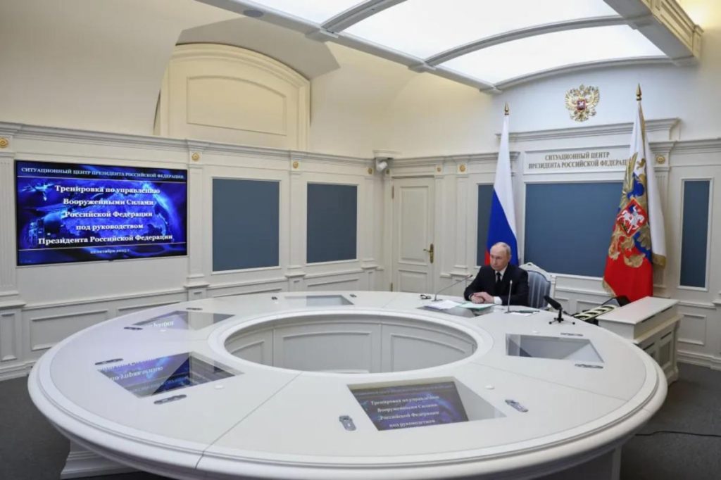Putin oversees ‘planned’ readiness test of Russia’s nuclear forces from ‘Austin Powers’-like lair