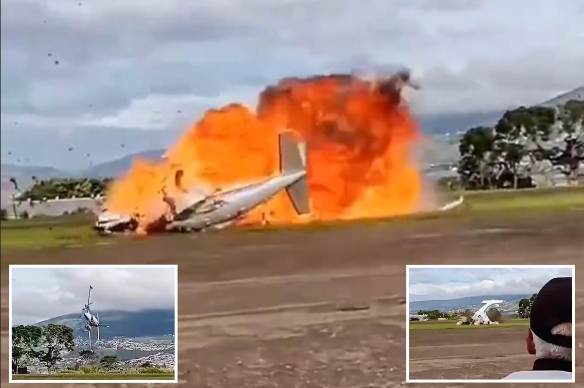 Shocking video shows plane flip and crash in huge fireball moments after takeoff
