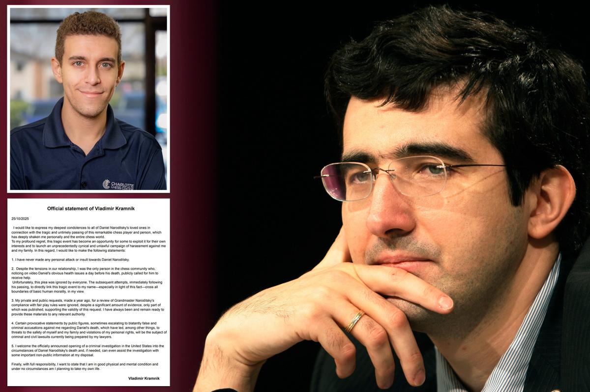 Russian chess grandmaster blamed for Daniel Naroditsky’s tragic death rejects responsibility — then bizarrely claims he’s not suicidal