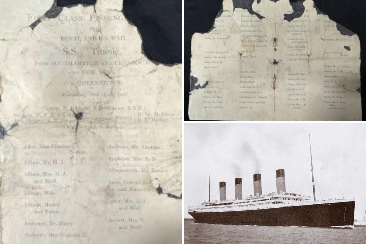 Titanic archive including rare first-class passenger list expected to sell for more than $100K at auction