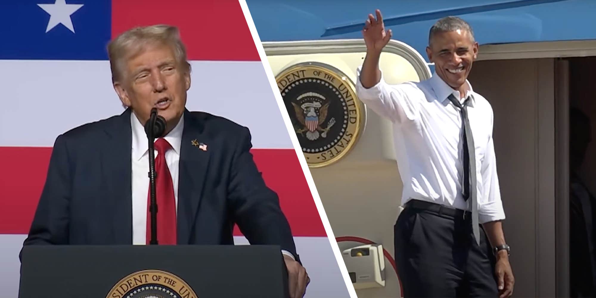 "Be cool when you walk down": Trump compliments the way Obama would "bop down the stairs" of Air Force One
