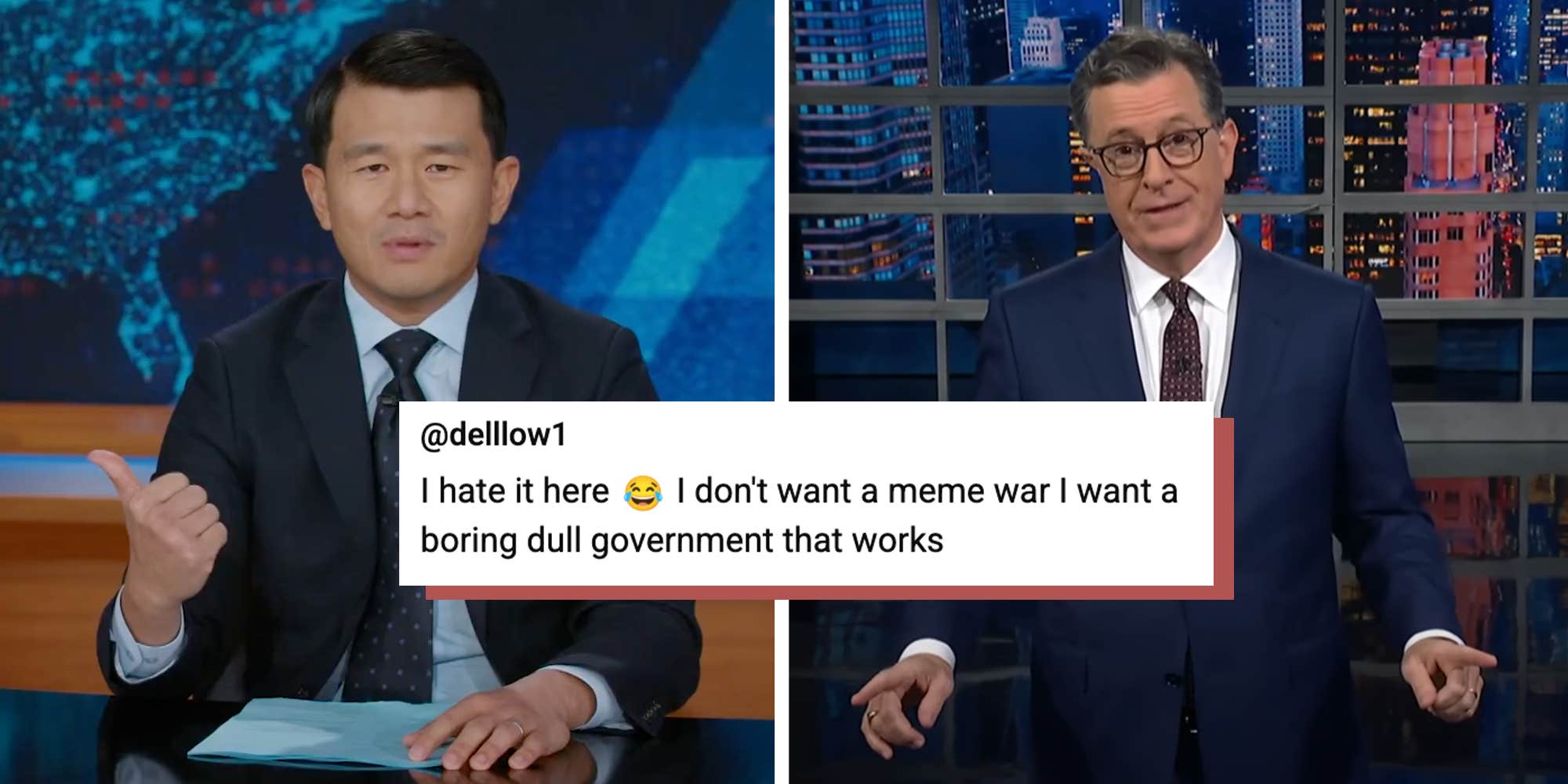 Both Ronny Chieng and Stephen Colbert took aim at the "meme war" happening in American politics right now