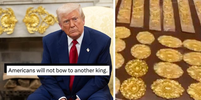 “Can we just get healthcare”: Trump criticized for “bragging” about 24-karat gold Oval Office décor as Americans struggle to pay bills “Think of this video when your grocery bill cleans out your bank account.”