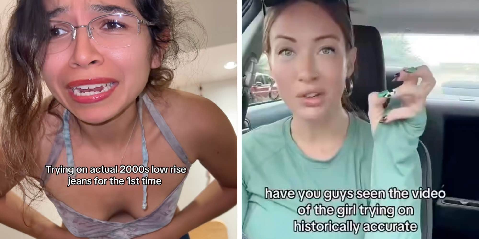 "Darling, those are high-rise": Woman tries on "historically accurate" 2000s low-rise jeans and millennials are howling in disbelief