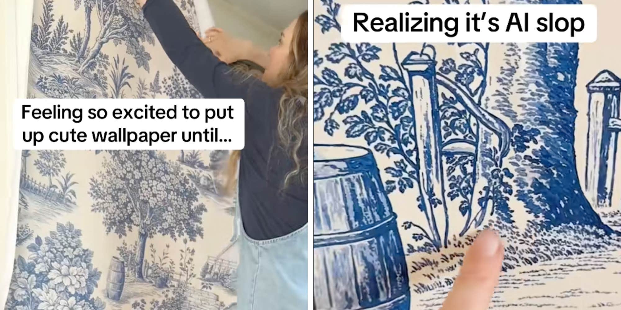 "Don't make this mistake": Home decorator shocked to discover her new wallpaper is pure AI slop