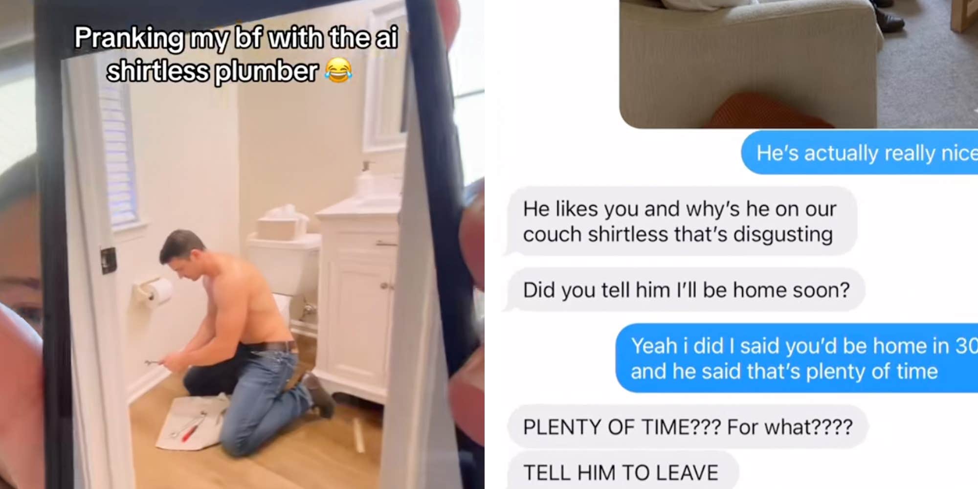 "He was ready to FIGHT": The AI shirtless plumber prank is giving boyfriends jealousy meltdowns