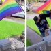 "He's one of us now": Delivery driver's over-the-top reaction to brushing against a Pride flag gets trolled