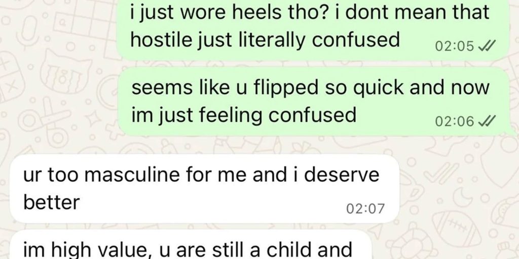 "High value" guy dumps girlfriend because she wore heels and looked taller