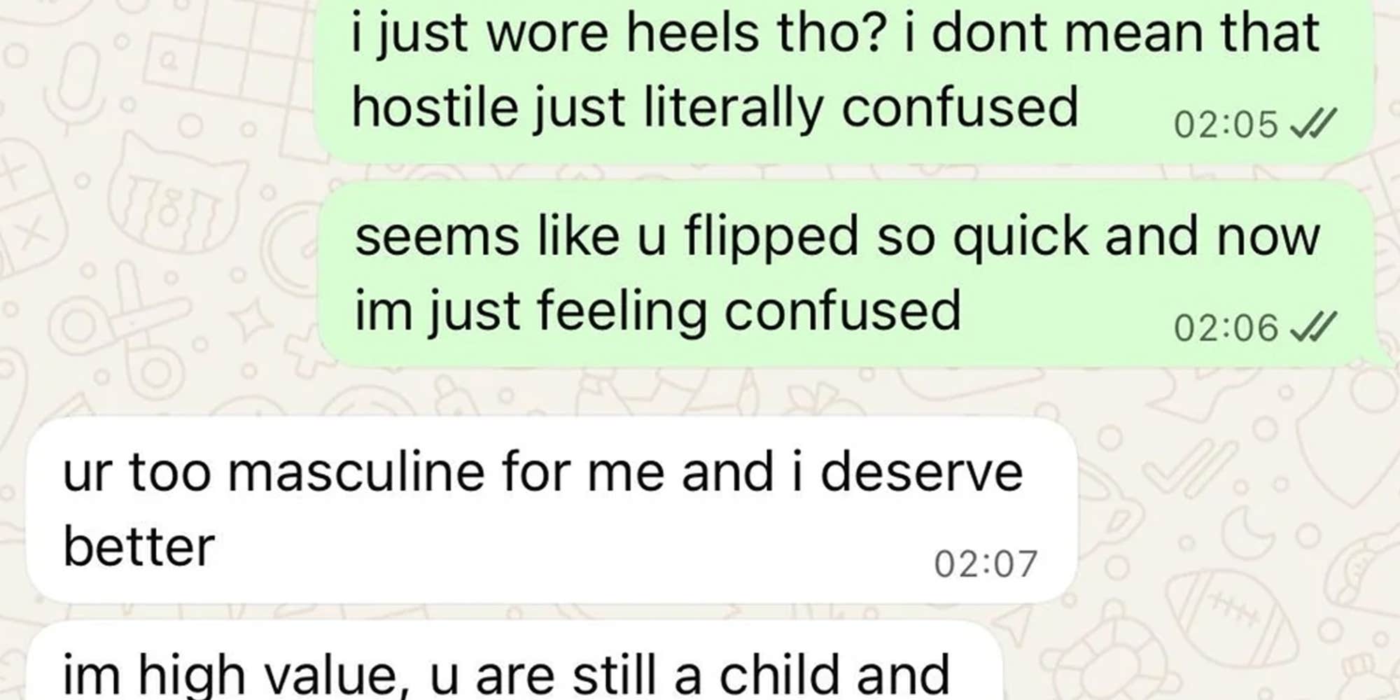 "High value" guy dumps girlfriend because she wore heels and looked taller