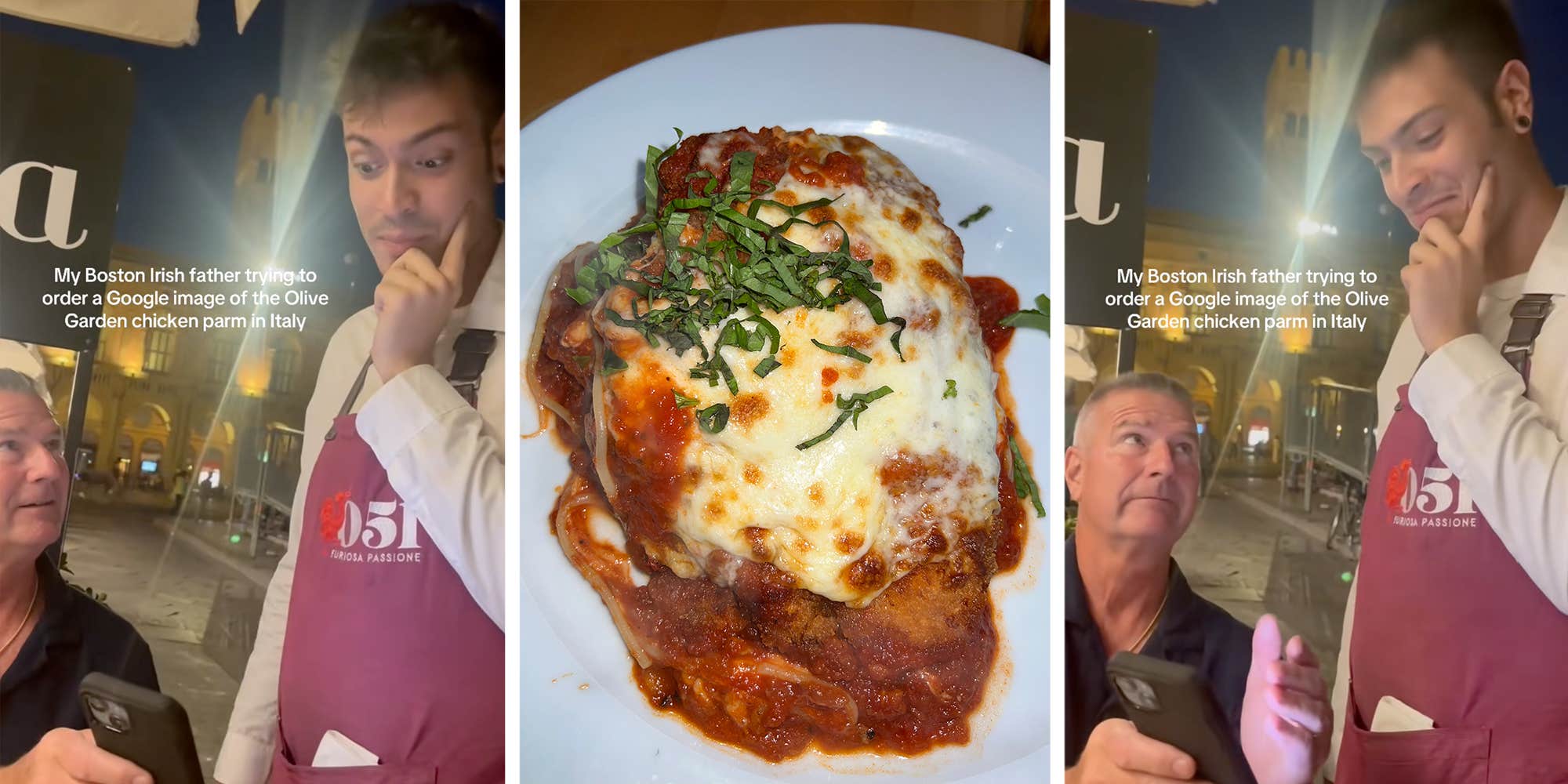 "On the pasta?": American tourist asks for an Olive Garden-style chicken parm in Italy. The Italian waiter's response is perfect