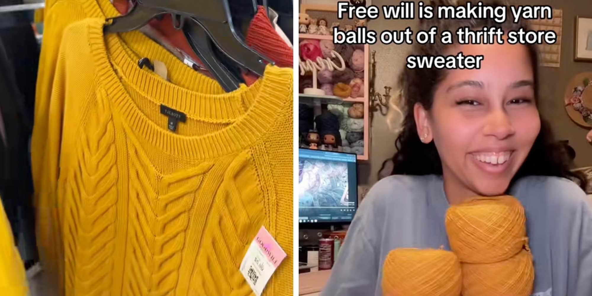 Thrift store hack: This woman unravels Goodwill sweaters to make her own yarn