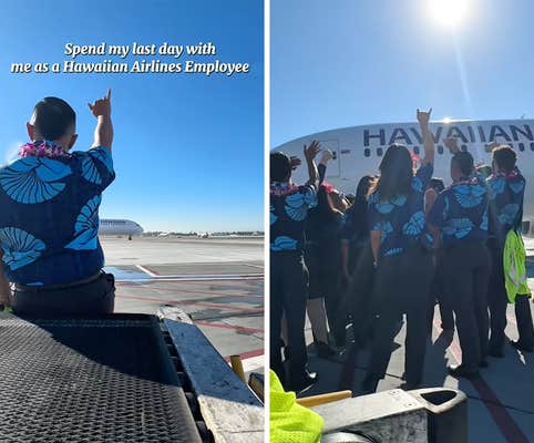 employees waving goodbye to plane