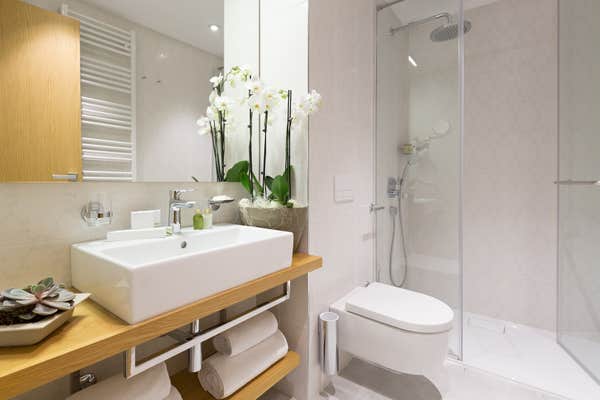 Interior of a modern hotel bathroom