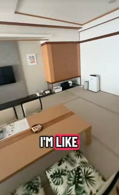 @somethingicanholdonto/TikTok
tour of traditional japanese hotel room - tatami room with onscreen text "i'm like"