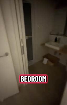 @somethingicanholdonto/TikTok
tour of traditional japanese hotel room -  bathroom with onscreen text "bedroom"