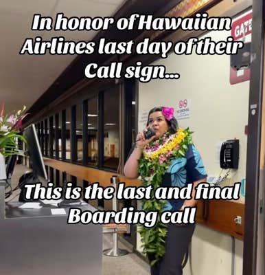 woman getting emotional on the microphone at airport