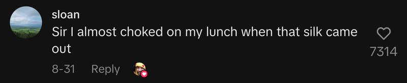 “Sir, I almost choked on my lunch when that silk came out.”