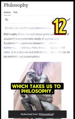 Screenshot of the Wikipedia page for Philosophy.