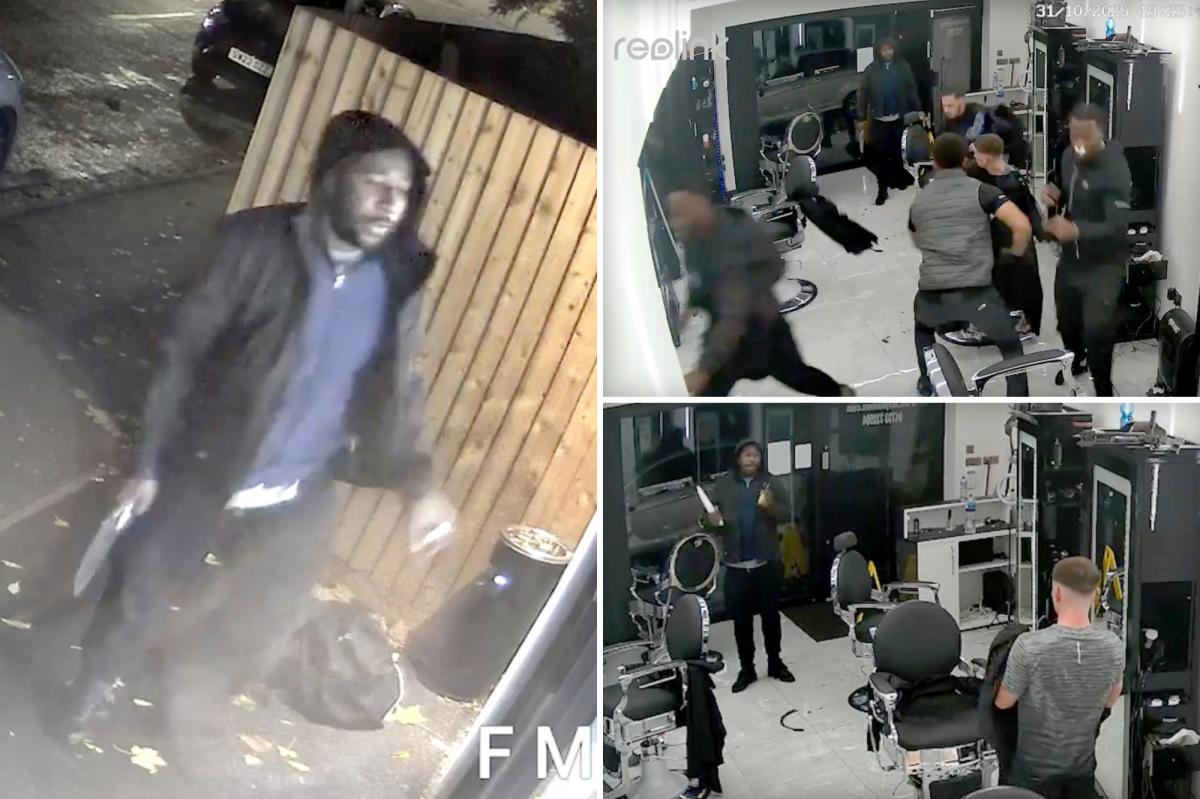 Chilling video shows UK mass train stabbing suspect storm into barbershop with huge knife — one day before rampage