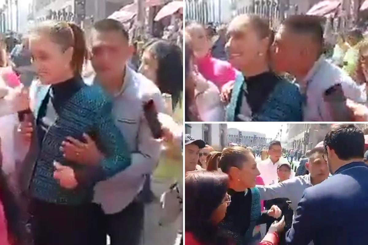 Creep touches, tries to kiss Mexican President Claudia Sheinbaum while she speaks with citizens in Mexico City streets