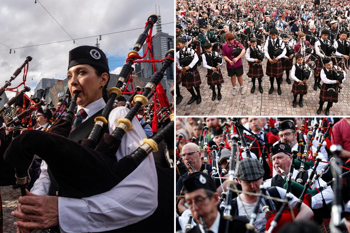 Hundreds of bagpipers, including 98-year-old, break world record with rendition of AC/DC’s ‘It’s a Long Way to the Top’