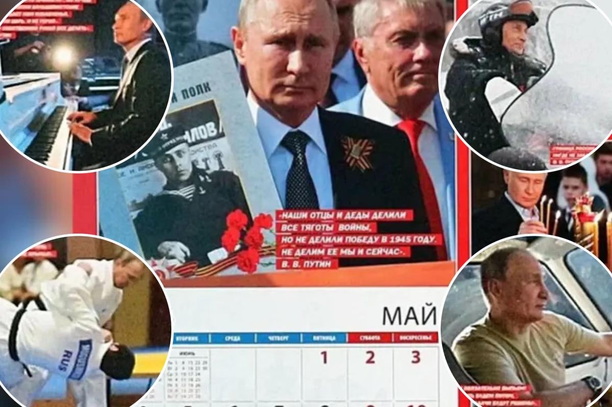 Cringey 2026 Vladimir Putin propaganda calendar shows Russian leader body slamming judo partner, driving snow mobile
