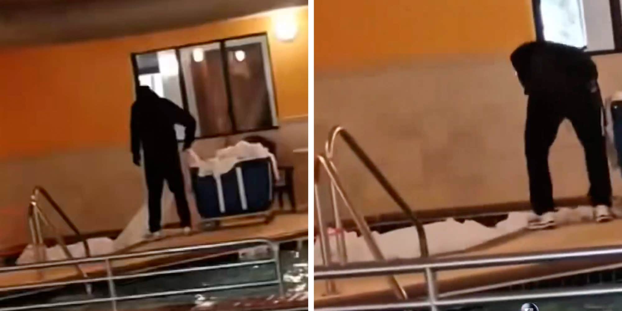 "Are we sleeping on those?": Guest horrified after catching hotel worker using hot tub to clean bed sheets