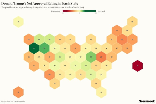 Donald Trump's approval rating negative in 20 states he won