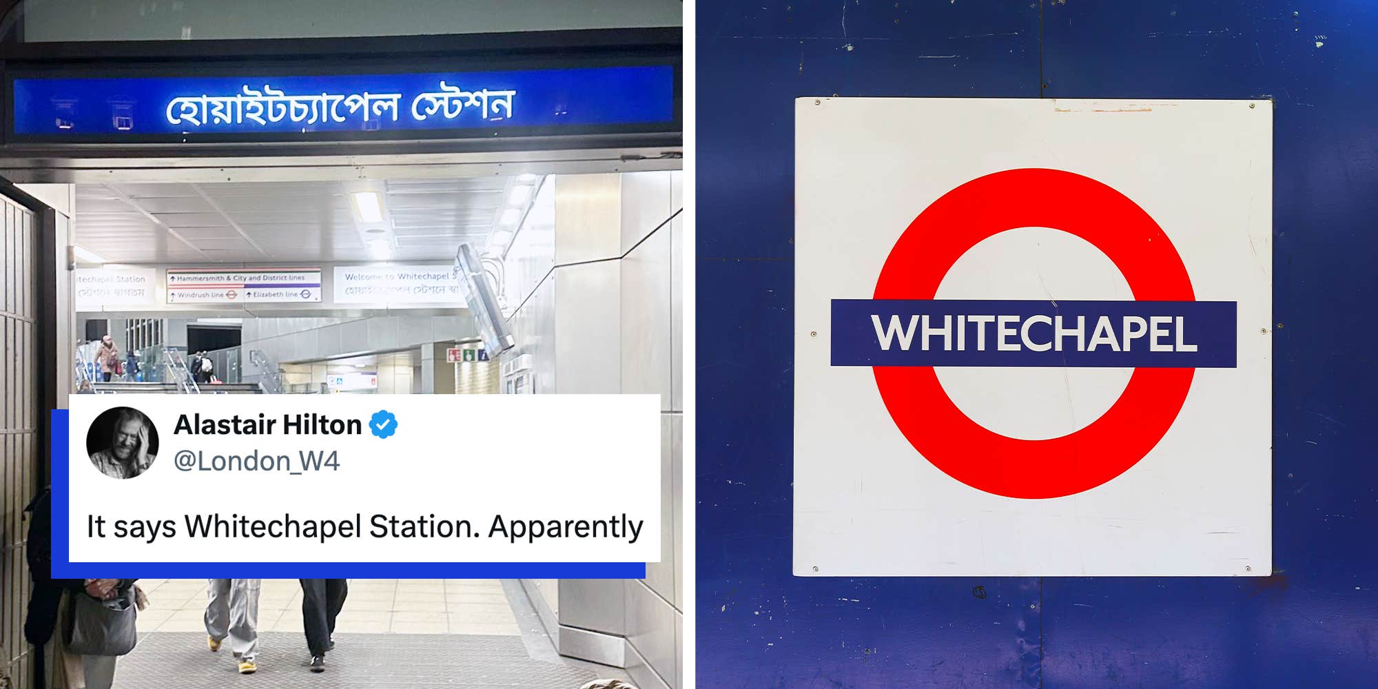 "That’s integration, not invasion": Bengali sign at Whitechapel station sparks a complaint on X. Locals clapped back instantly