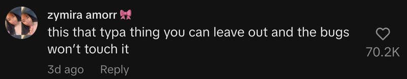 “This that typa thing you can leave out and the bugs won’t touch it.”