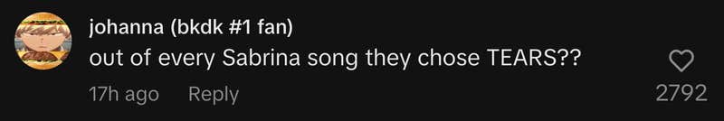 “Out of every Sabrina song they chose TEARS??”
