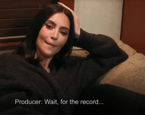 kim making a face and caption says "producer: wait for the record..."