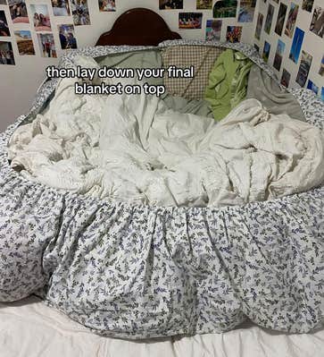 A TikTok video showing a finished potato bed.