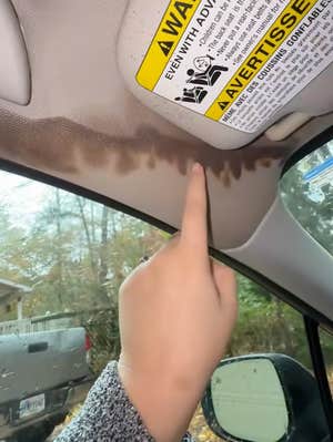 @bbell1017/TikTok reacting to stain on headliner caused by flooded sunroof drain in car