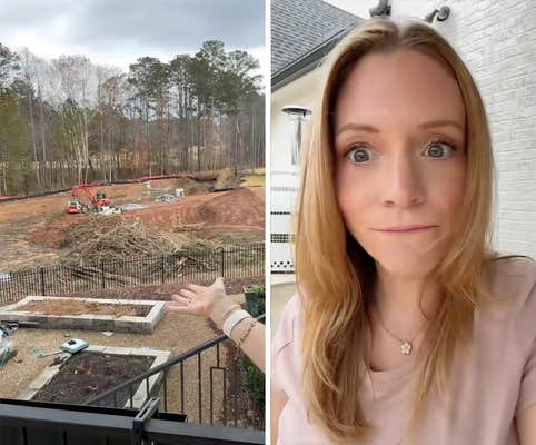 backyard with no trees and bulldozers in the background