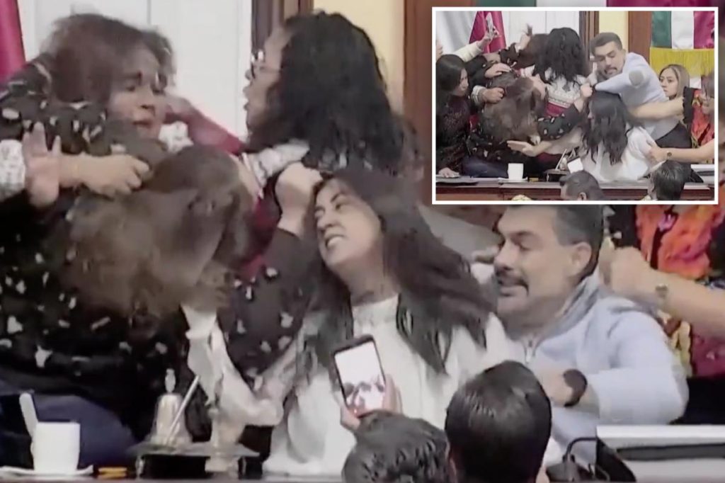 Congress floor debate turns violent as Mexican lawmakers filmed pulling hair, shoving each other